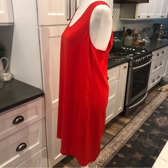 BCBG Maxazria Janice Red Coral Racer Back Shift Dress Sundress Size Small Tall - Picture 2 of 10